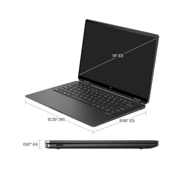 HP Spectre x360 14-EU0023DX 2-in-1 Laptop – Intel Core U7, 32GB RAM, 2TB SSD, 14” 2.8K OLED Touch, Nightfall Black, Windows 11 - Image 9